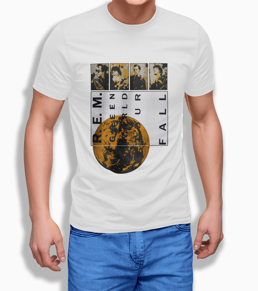 R.E.M. 1989 Green World Tour Fall Vintage Planet Band Photography T-Shirt