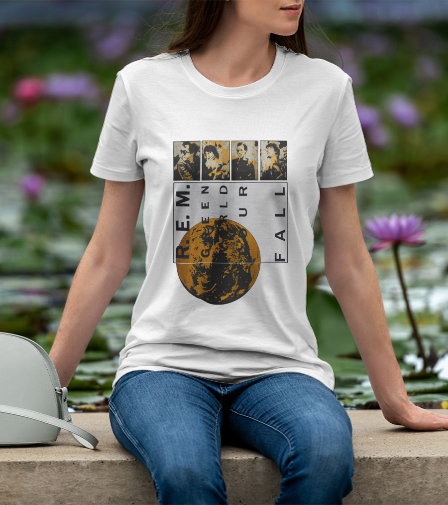 R.E.M. 1989 Green World Tour Fall Vintage Planet Band Photography T-Shirt