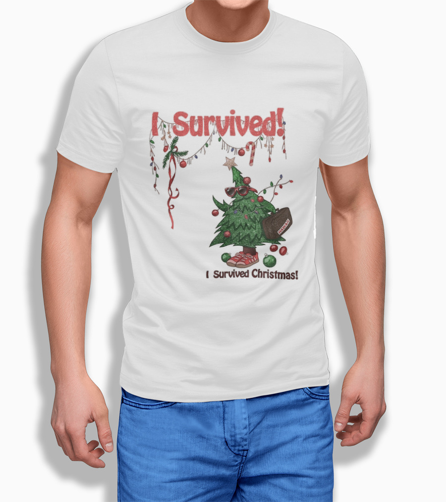 I Survived Christmas Funny Holiday Tree Celebration T-Shirt