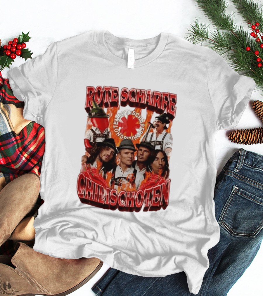 Rote Scharfe Chilischoten Lederhosen Band Mitglieder Custom T-Shirt