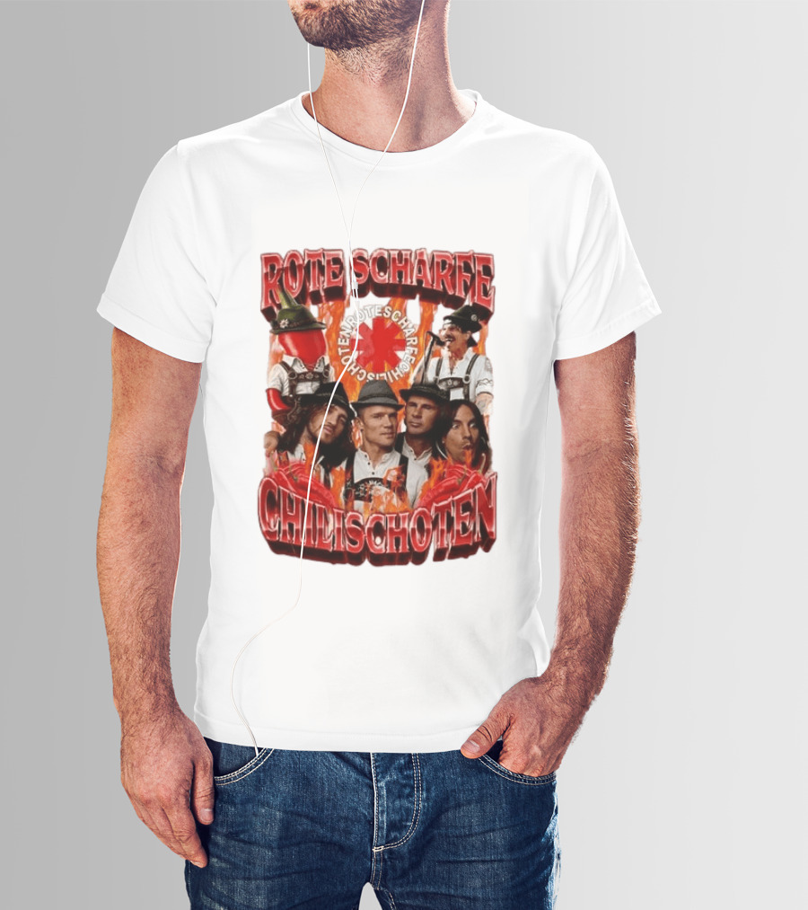 Rote Scharfe Chilischoten Lederhosen Band Mitglieder Custom T-Shirt