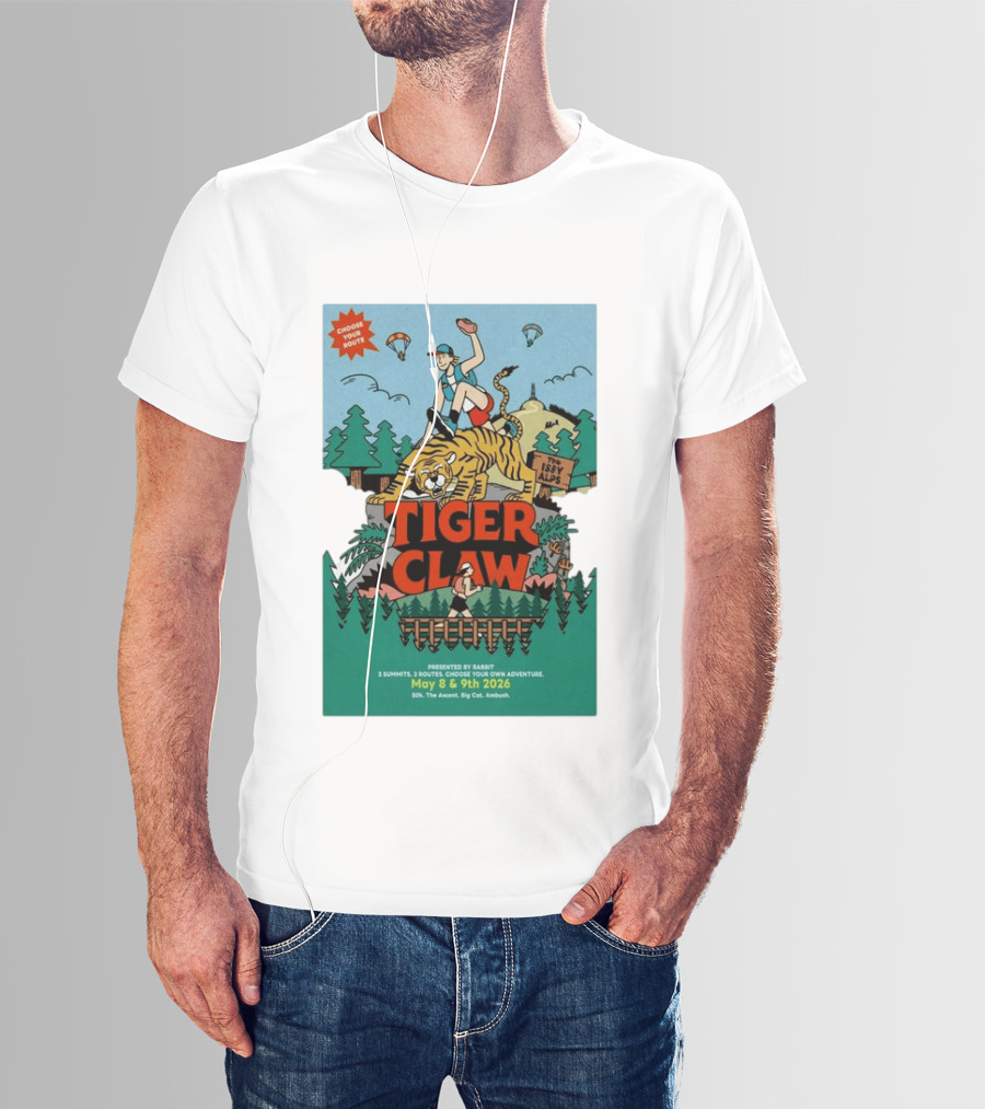 Choose Your Route Tiger Claw May 8 9 2026 3 Summits Adventure 50k The Ascent Big Cat Ambush T-Shirt