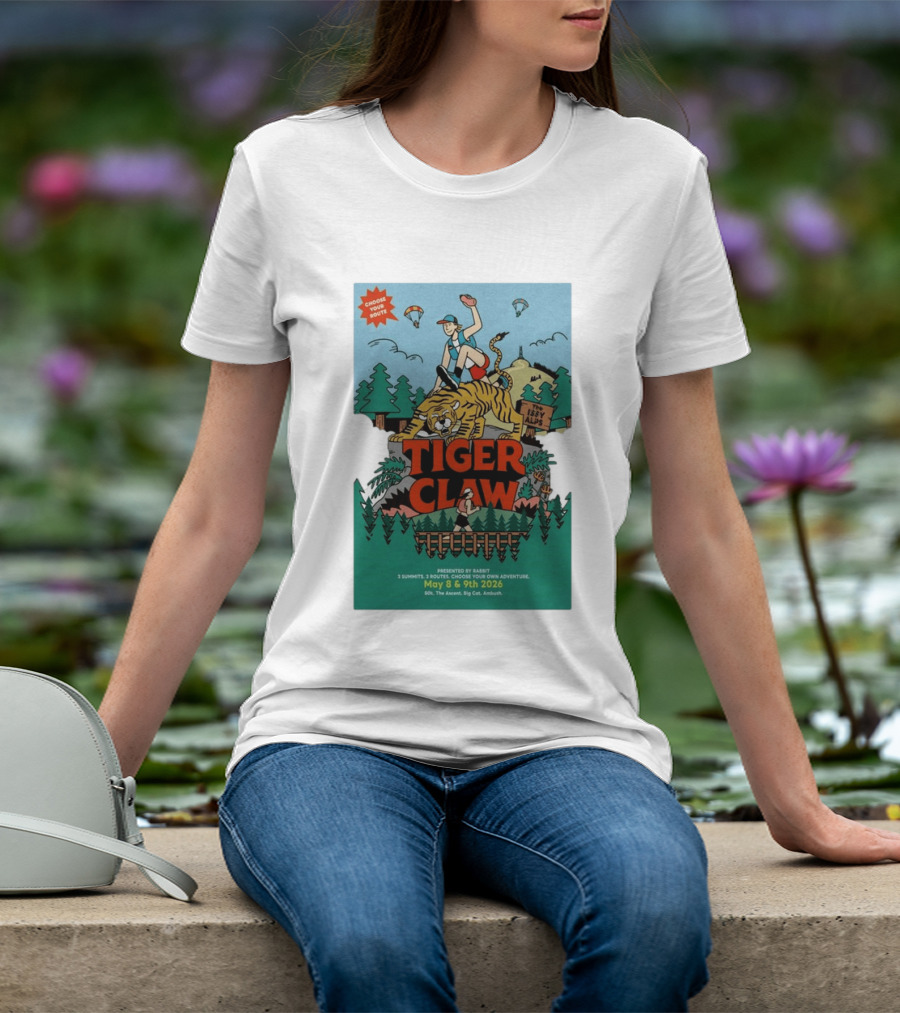 Choose Your Route Tiger Claw May 8 9 2026 3 Summits Adventure 50k The Ascent Big Cat Ambush T-Shirt
