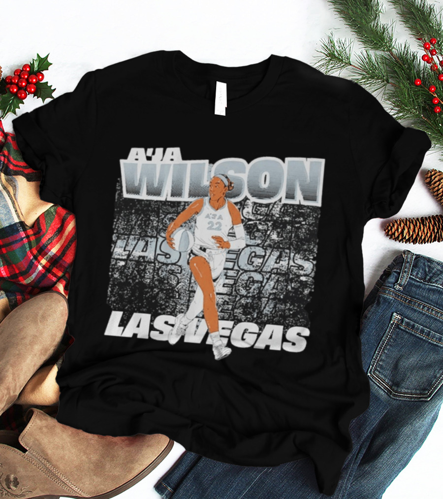 A'ja Wilson 22 Las Vegas Aces Basketball Player Action T-Shirt