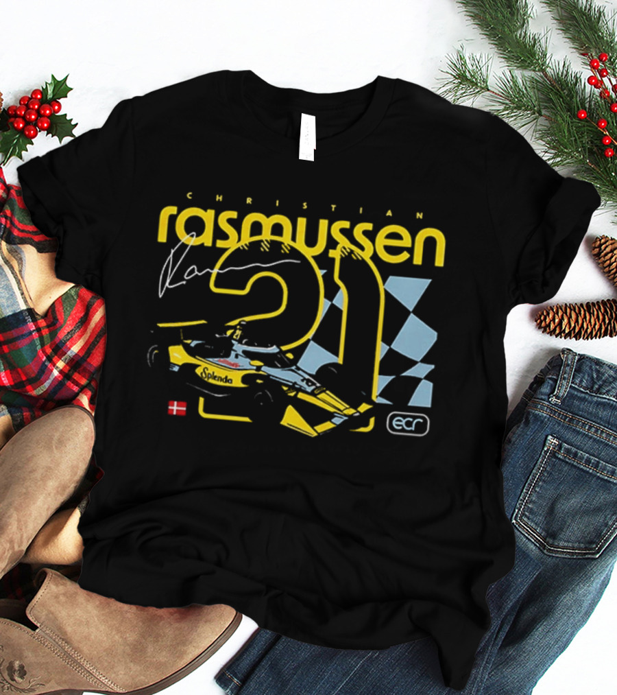 Christian Rasmussen 21 Splenda Chevrolet Racing ECR Flag Denmark T-Shirt