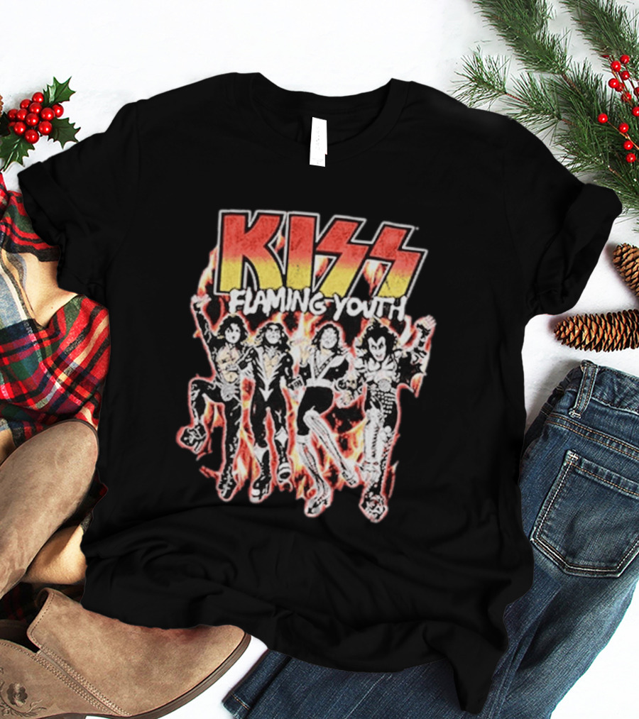 KISS Flaming Youth Band Members T-Shirt