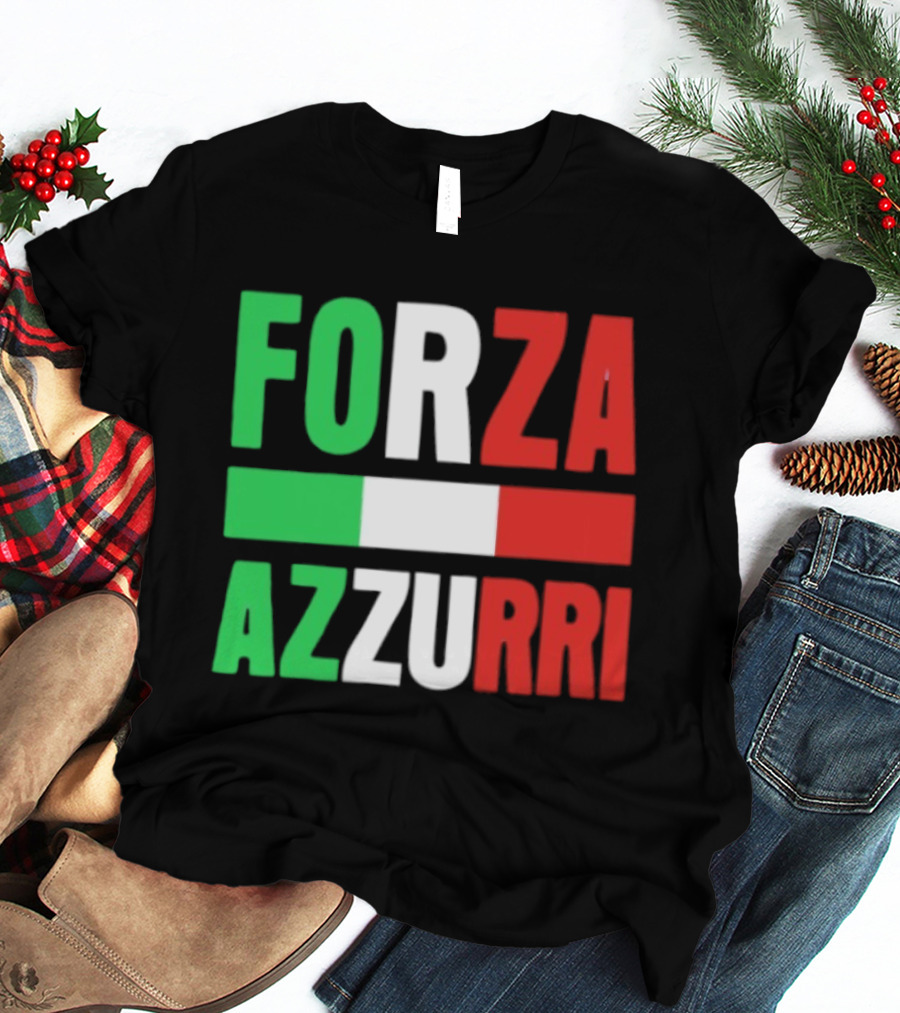 Forza Azzurri Italy Italian Flag Supporters T-Shirt