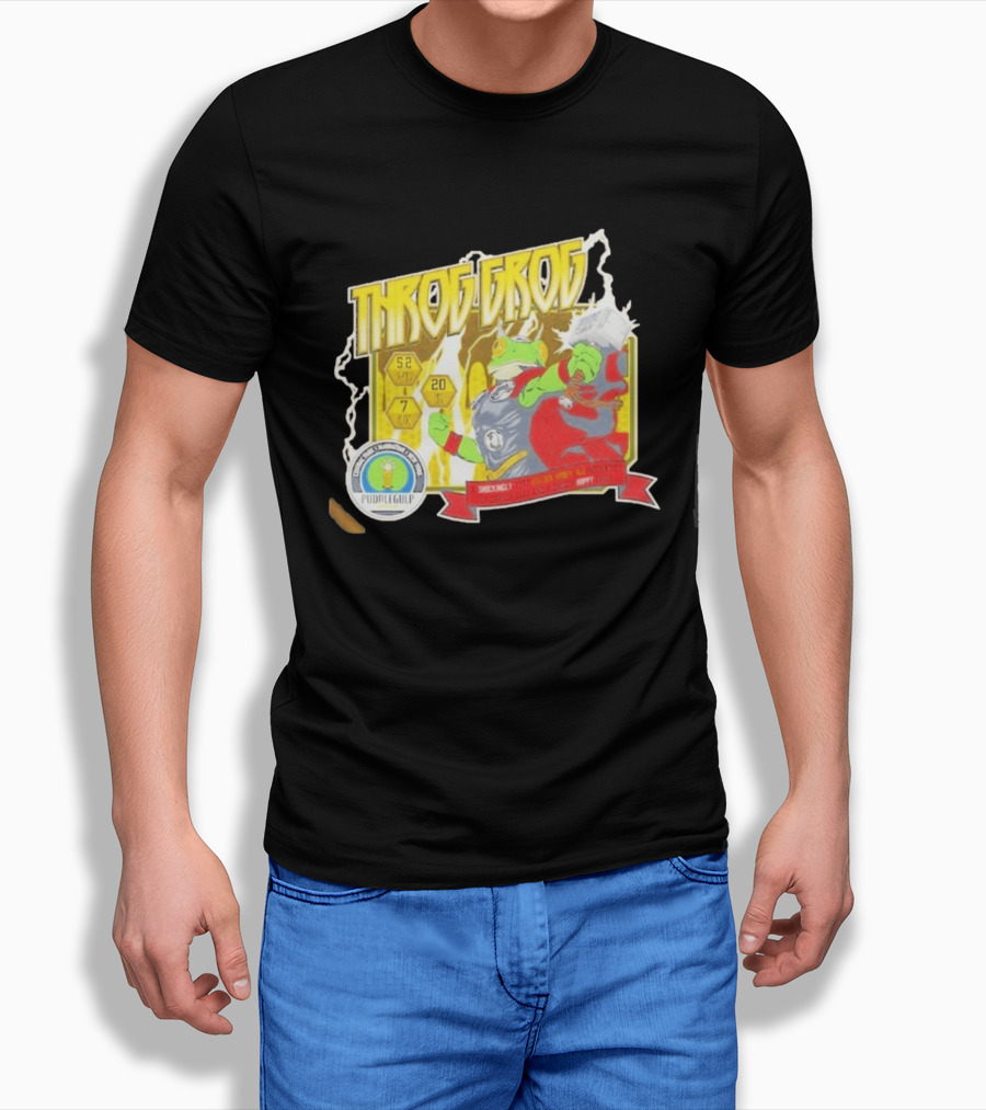 Throg Grog Puddle Gulp Superhero Frog Lightning Hammer Comic T-Shirt