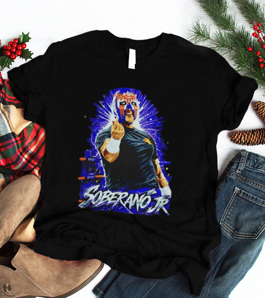 Soberano Jr Mexican Luchador Mask And Pose T-Shirt