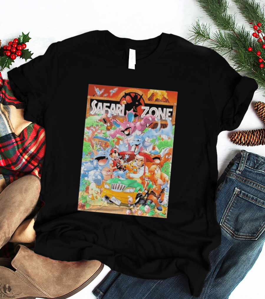 Safari Zone Adventure Pokémon Characters And Professor Interaction T-Shirt