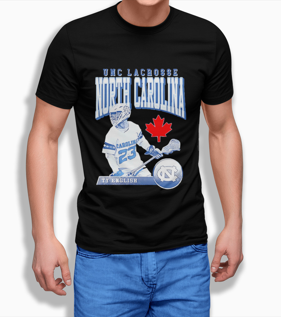 UNC Lacrosse Ty English North Carolina 23 Canadian Maple Leaf T-Shirt