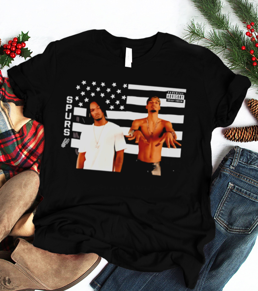 Spurs Wemby And Castle Stankonia American Flag T-Shirt