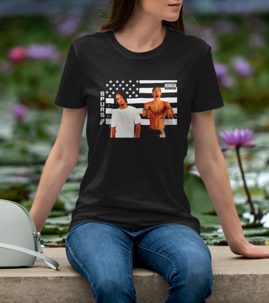 Spurs Wemby And Castle Stankonia American Flag T-Shirt