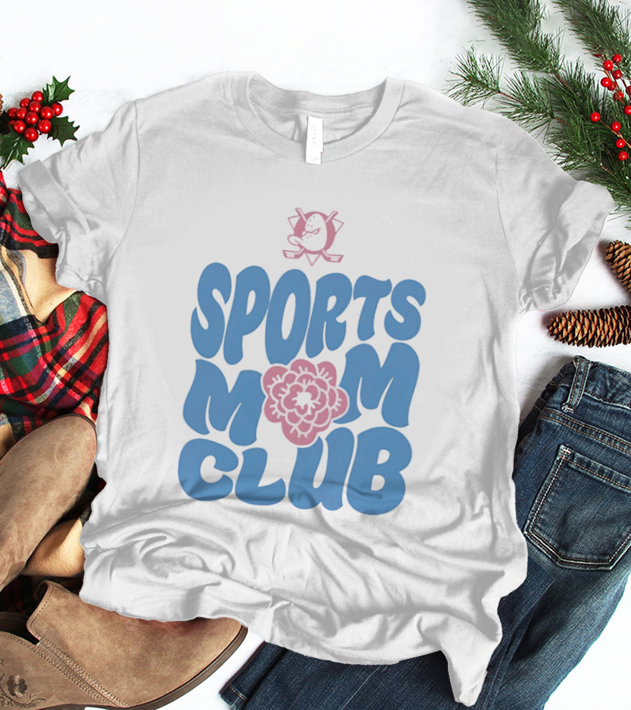 Anaheim Ducks Sports Mom Club Floral Lettering T-Shirt