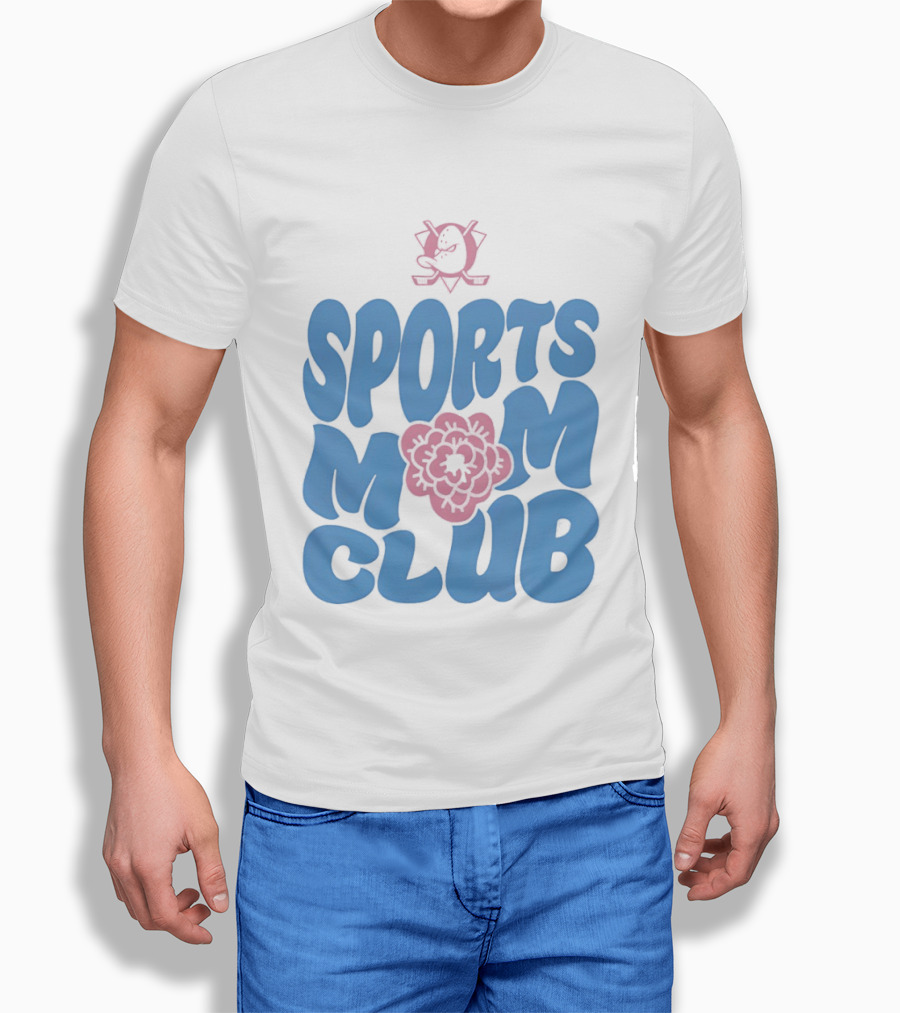 Anaheim Ducks Sports Mom Club Floral Lettering T-Shirt