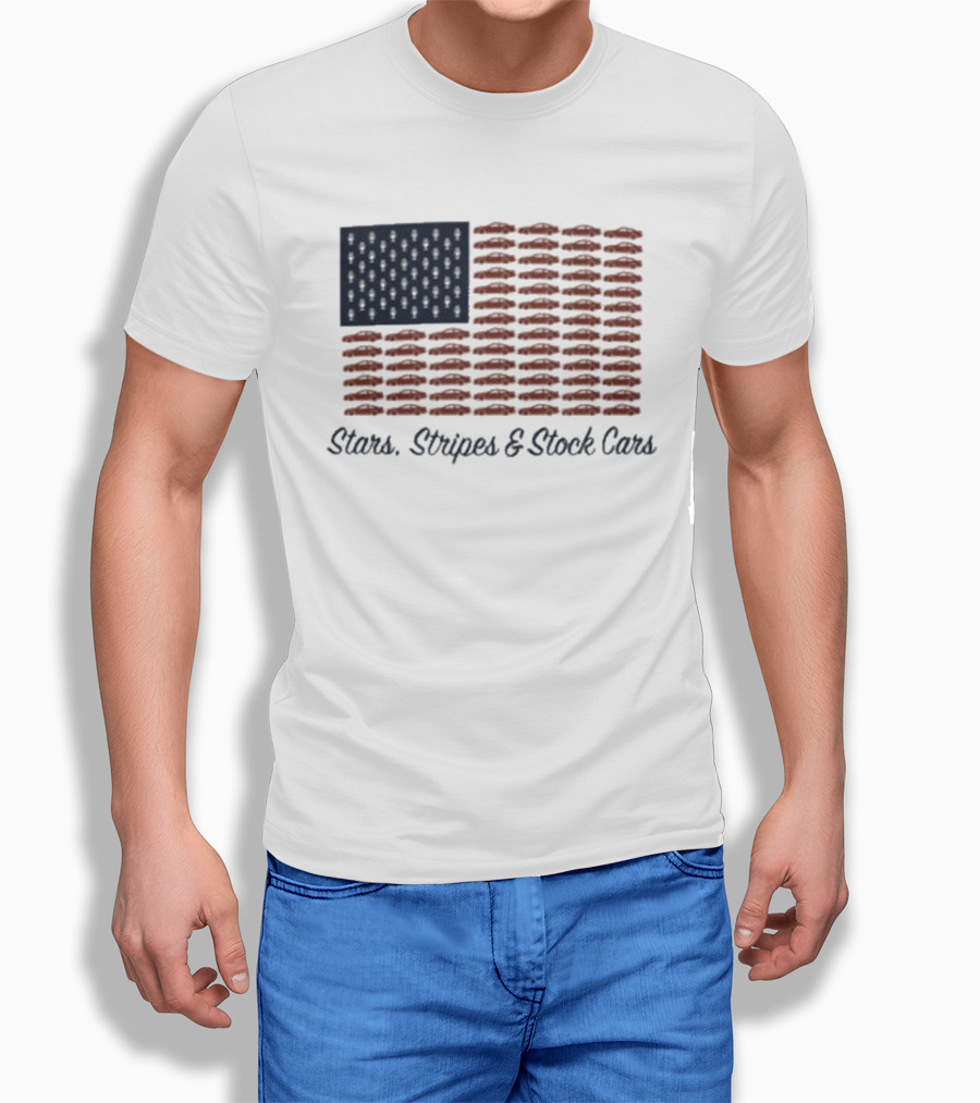Dirtymo Media Stars Stripes Stock Cars America Flag Racing T-Shirt
