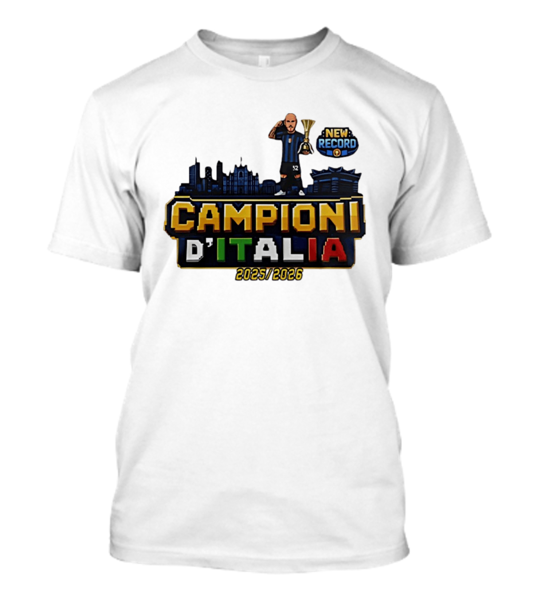 Campioni D'Italia 2025 2026 Inter Milan New Record City Skyline T-Shirt
