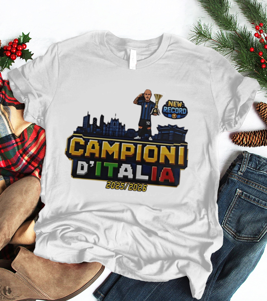 Campioni D'Italia 2025 2026 Inter Milan New Record City Skyline T-Shirt