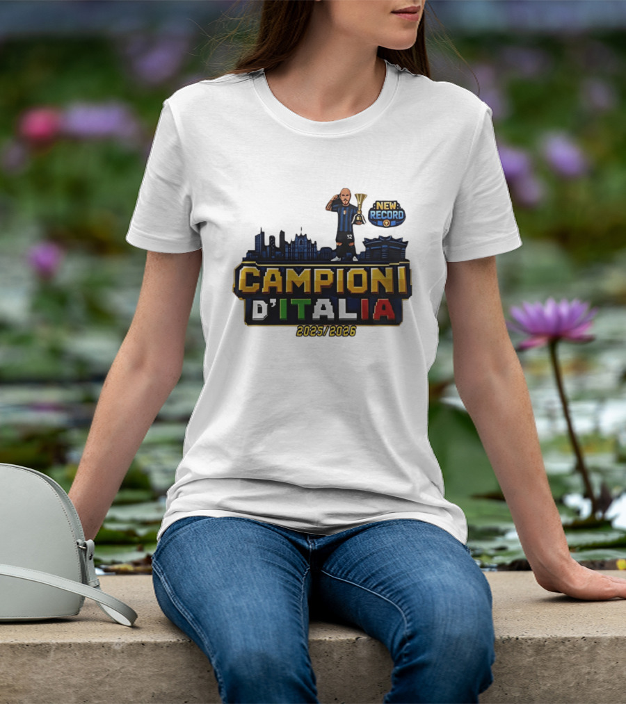 Campioni D'Italia 2025 2026 Inter Milan New Record City Skyline T-Shirt