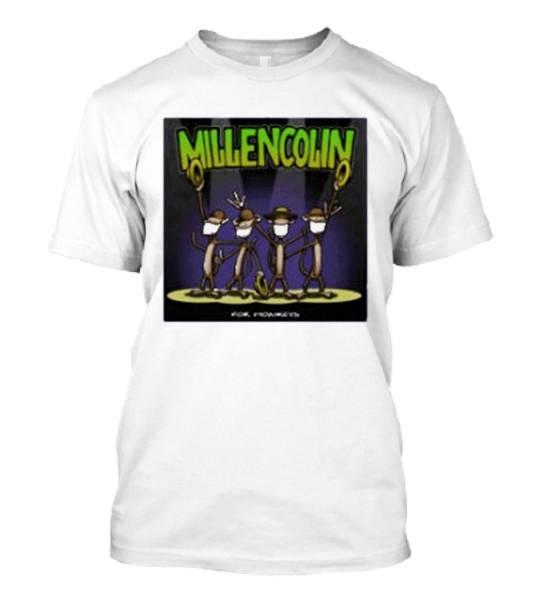 Millencolin For Monkeys Dancing Cartoon Monkeys With Masks And Hats T-Shirt