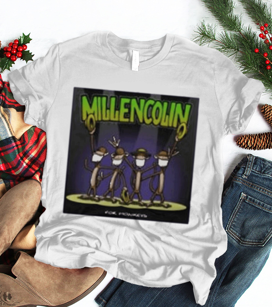 Millencolin For Monkeys Dancing Cartoon Monkeys With Masks And Hats T-Shirt