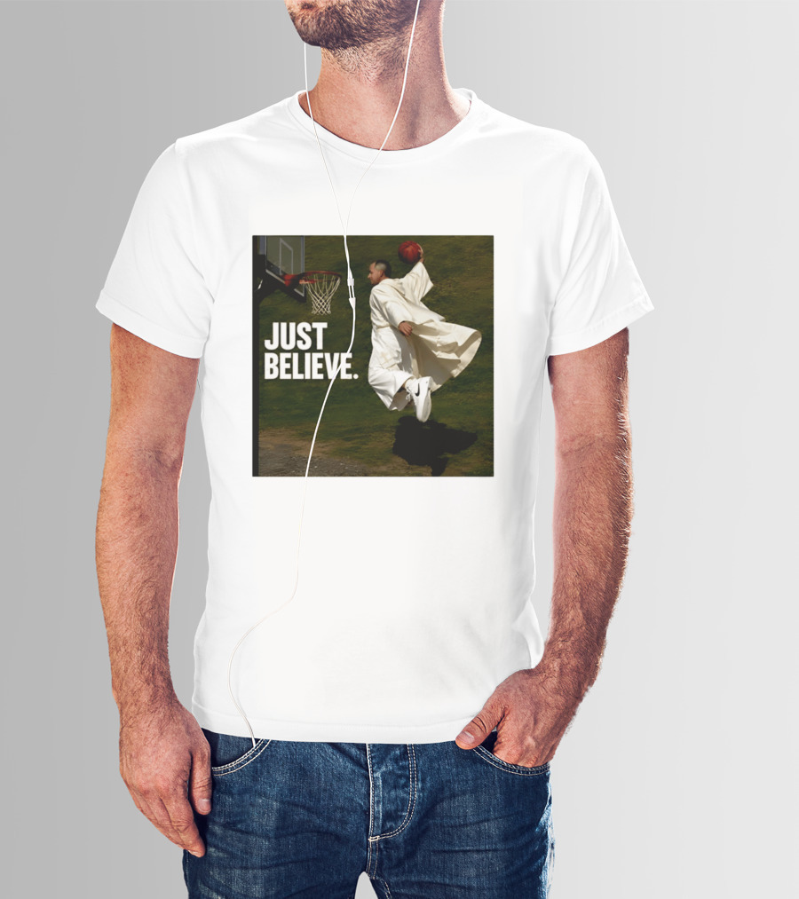 Just Believe Basketball Dunk Pope Leo T-Shirt