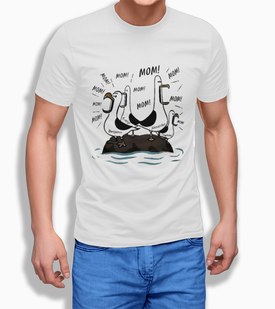 Mom Seagull Chaos With Benjamin Evelyn Alexander On Island T-Shirt