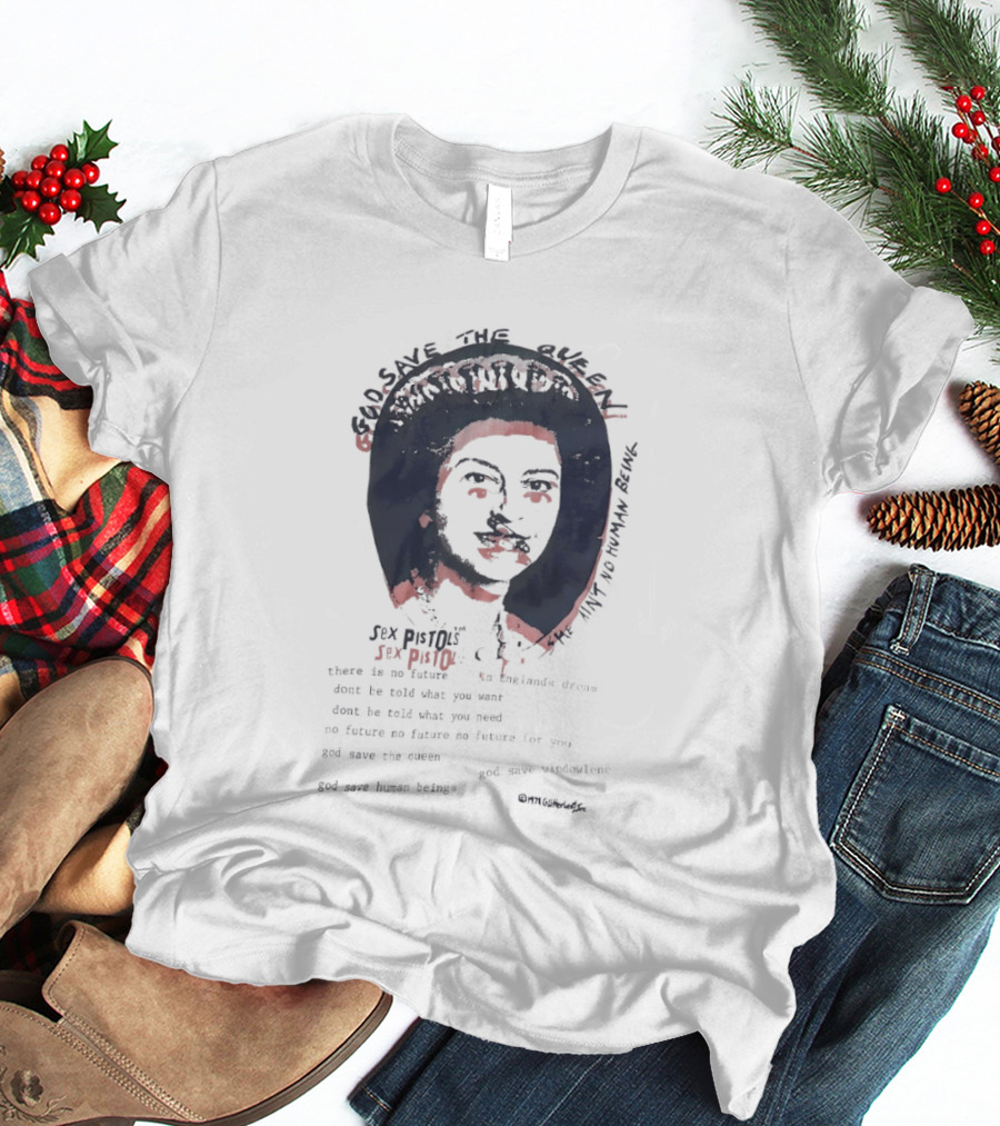 Sex Pistols God Save The Queen She Ain't No Human Being Union Jack Collar T-Shirt
