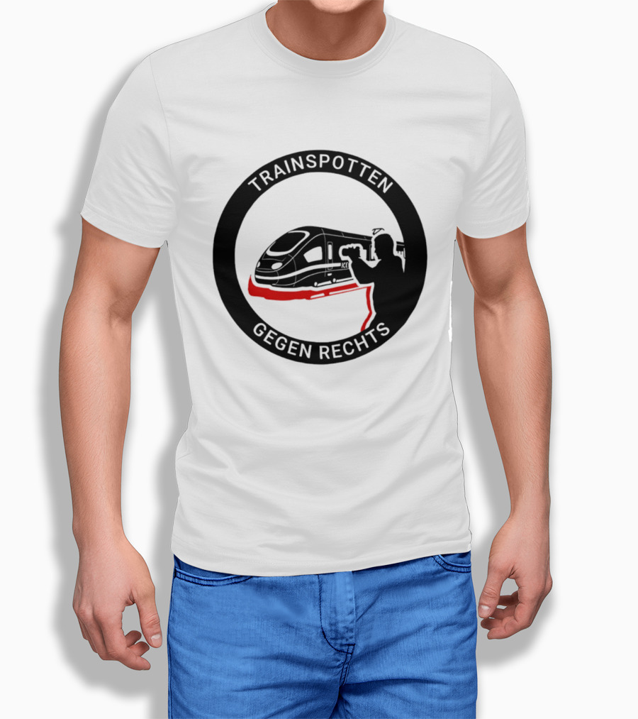 Trainspotten Gegen Rechts Train And Photographer Silhouette Anti Right Movement T-Shirt
