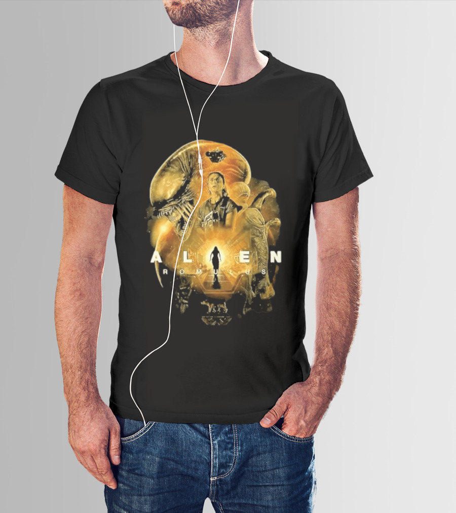 Alien Romulus Xenomorph Collage With Character And Spaceship T-Shirt