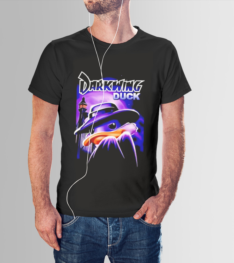 Darkwing Duck Funko Figure Iconic Character With Hat And Cityscape T-Shirt