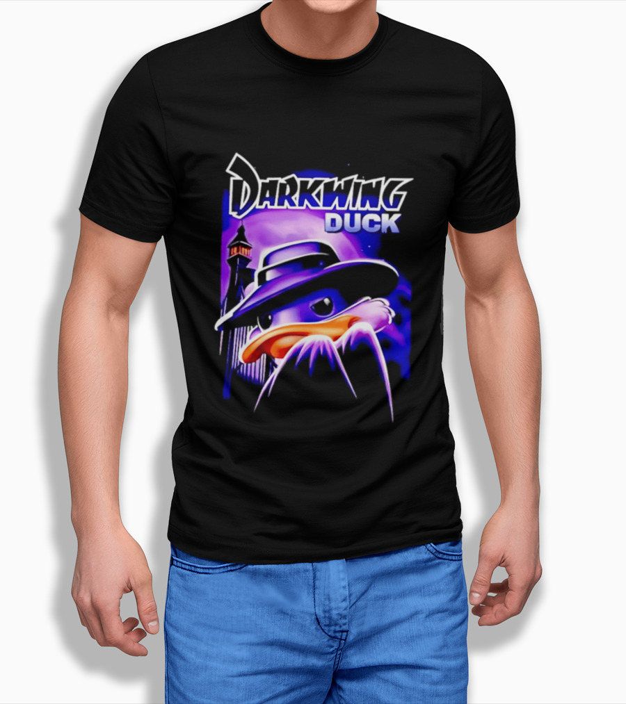 Darkwing Duck Funko Figure Iconic Character With Hat And Cityscape T-Shirt