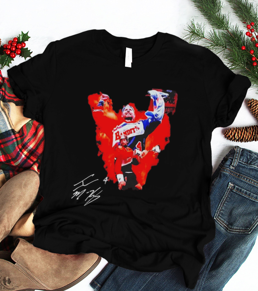 Ian MacKay Bandits Lacrosse Legend Signed Color Burst Collage T-Shirt