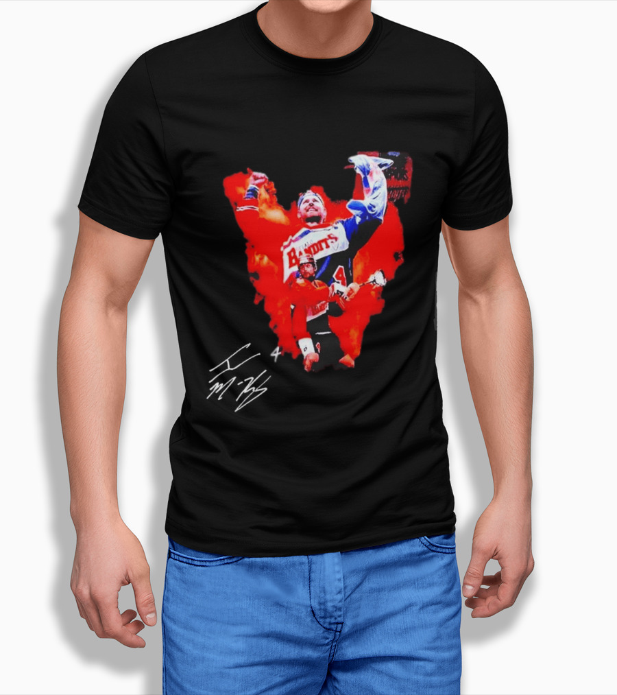 Ian MacKay Bandits Lacrosse Legend Signed Color Burst Collage T-Shirt