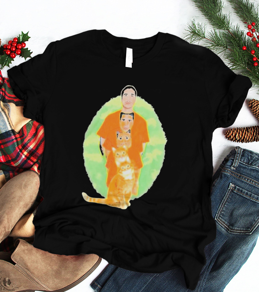 Julian And Logan Julian And Logan Logan Meows With Orange Cat Stack T-Shirt