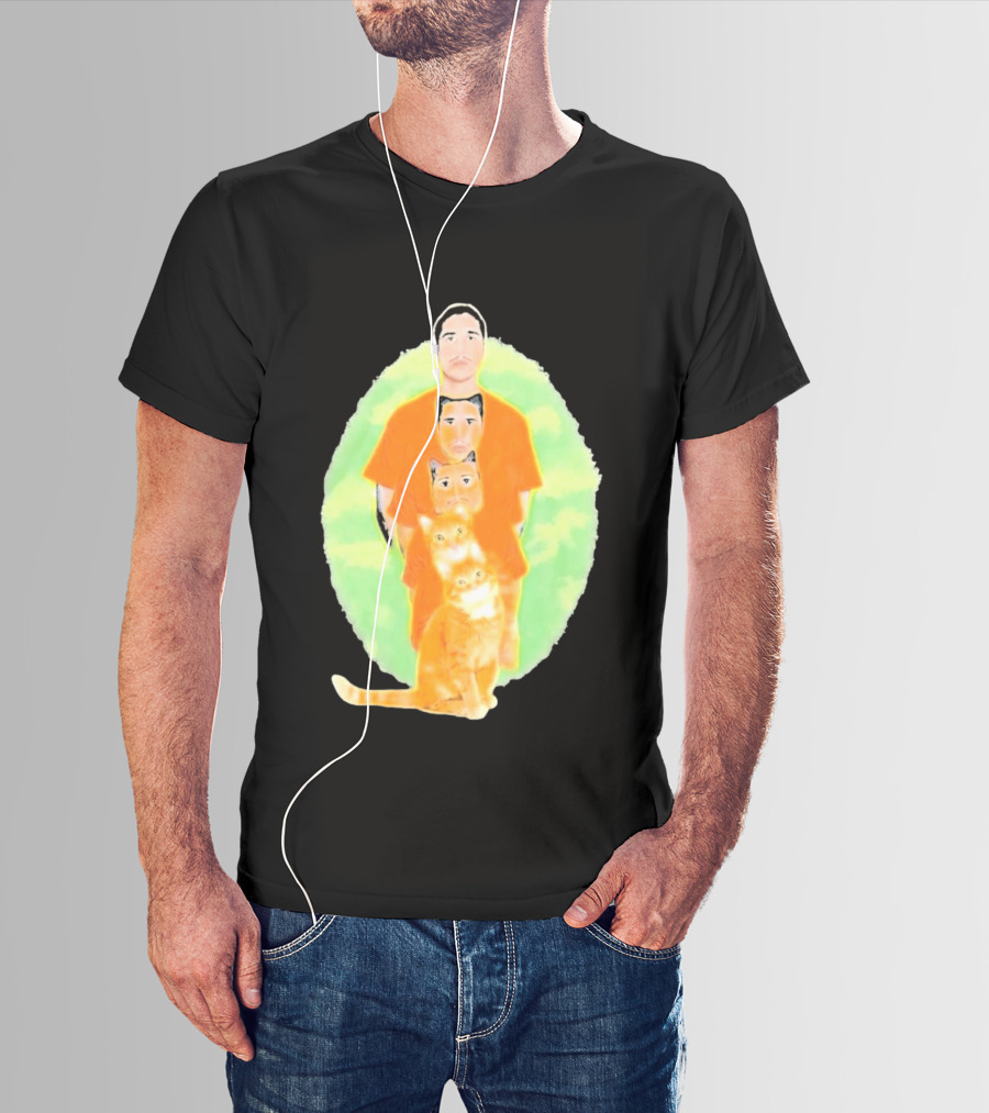 Julian And Logan Julian And Logan Logan Meows With Orange Cat Stack T-Shirt