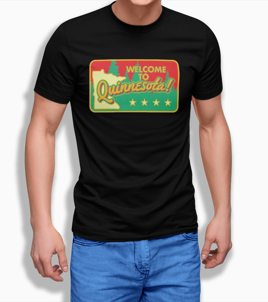 Welcome To Quinnesota State Map Forest Theme With Stars T-Shirt
