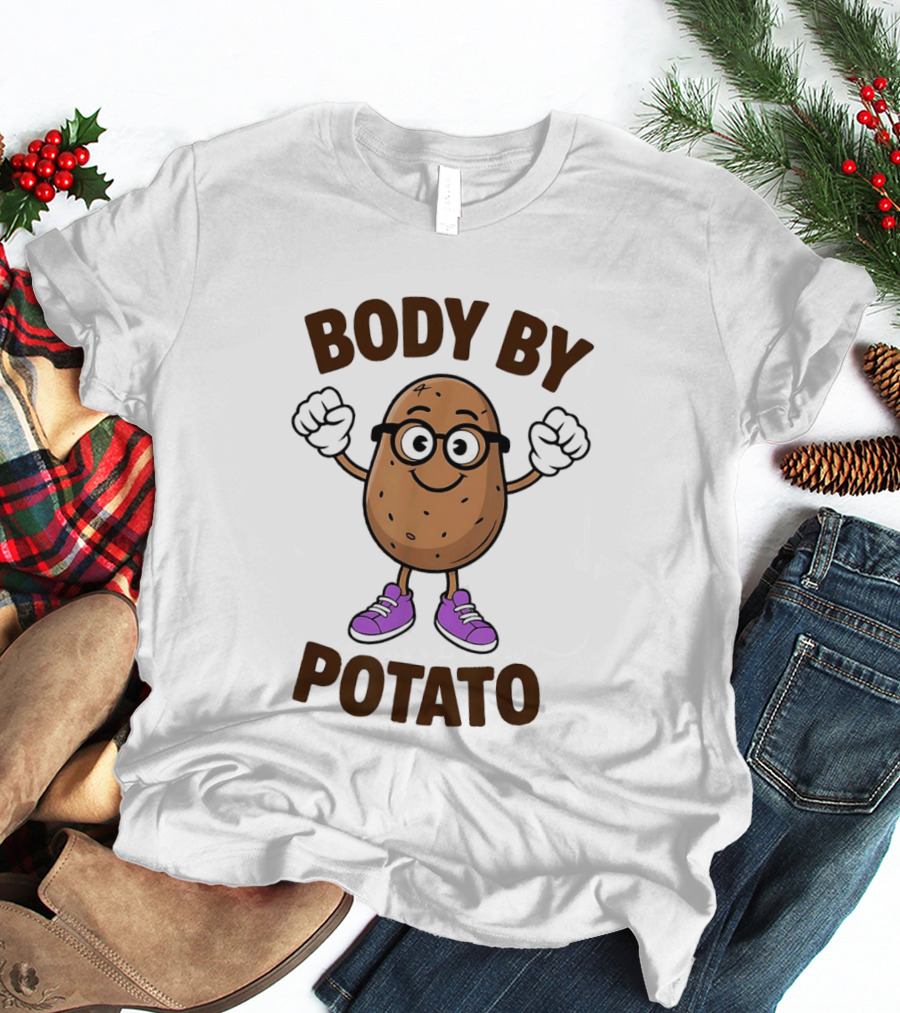 Body By Potato Cartoon Potato With Glasses And Sneakers T-Shirt