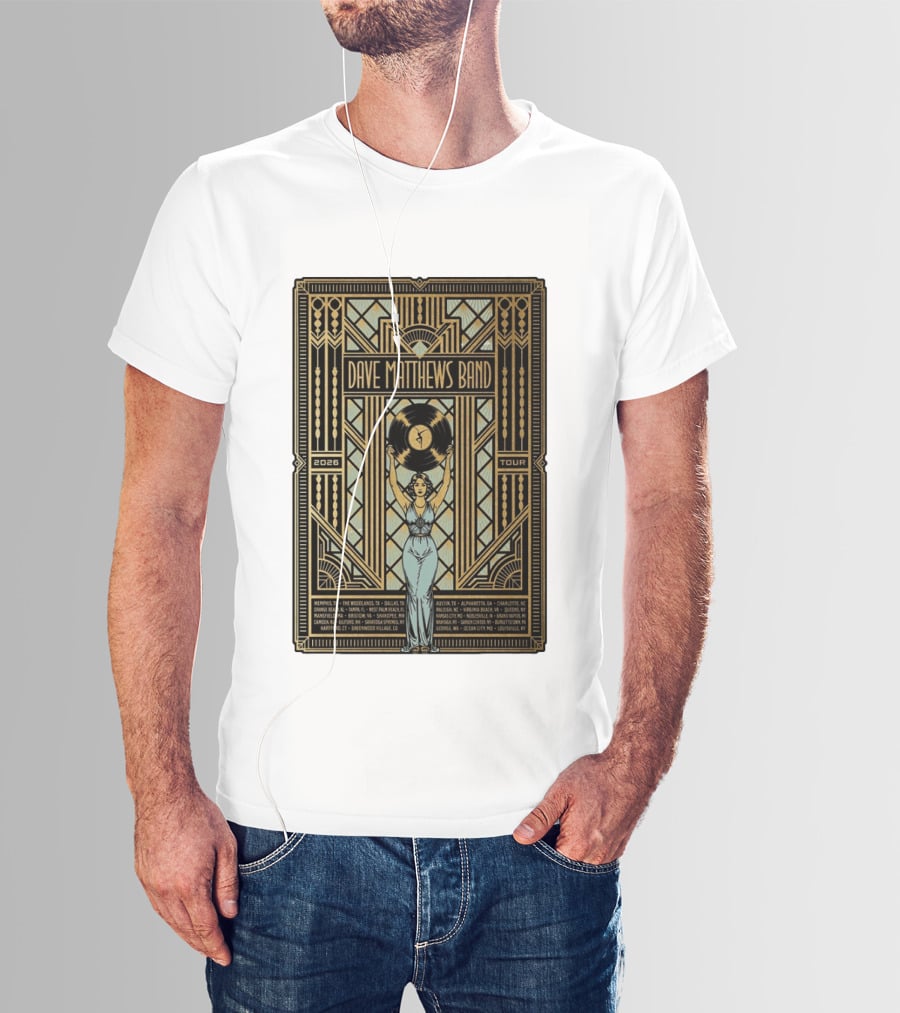 Dave Matthews Band 2026 Fall Tour Art Deco Concert Dates And Cities T-Shirt