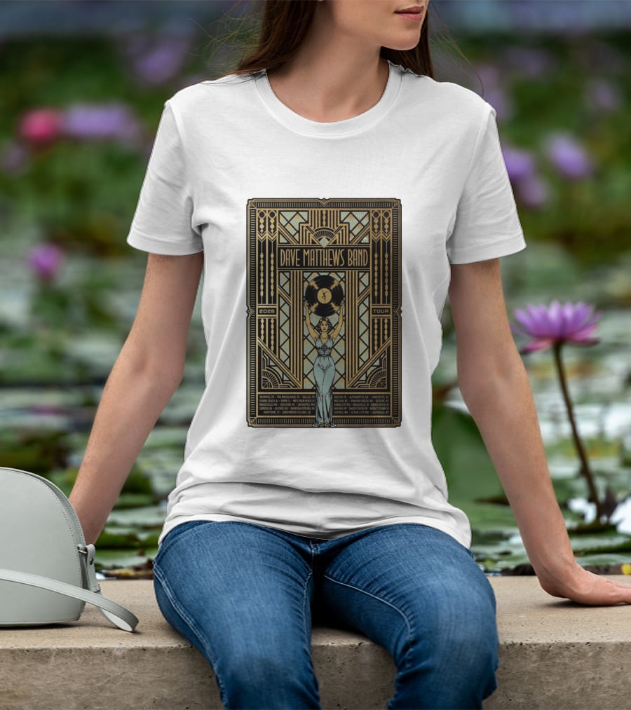 Dave Matthews Band 2026 Fall Tour Art Deco Concert Dates And Cities T-Shirt