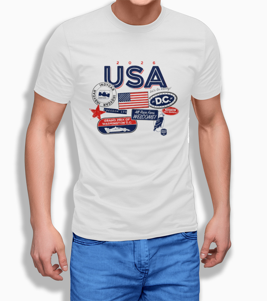 USA 2026 Indycar DC Let's Go Racing Freedom 250 Grand Prix T-Shirt