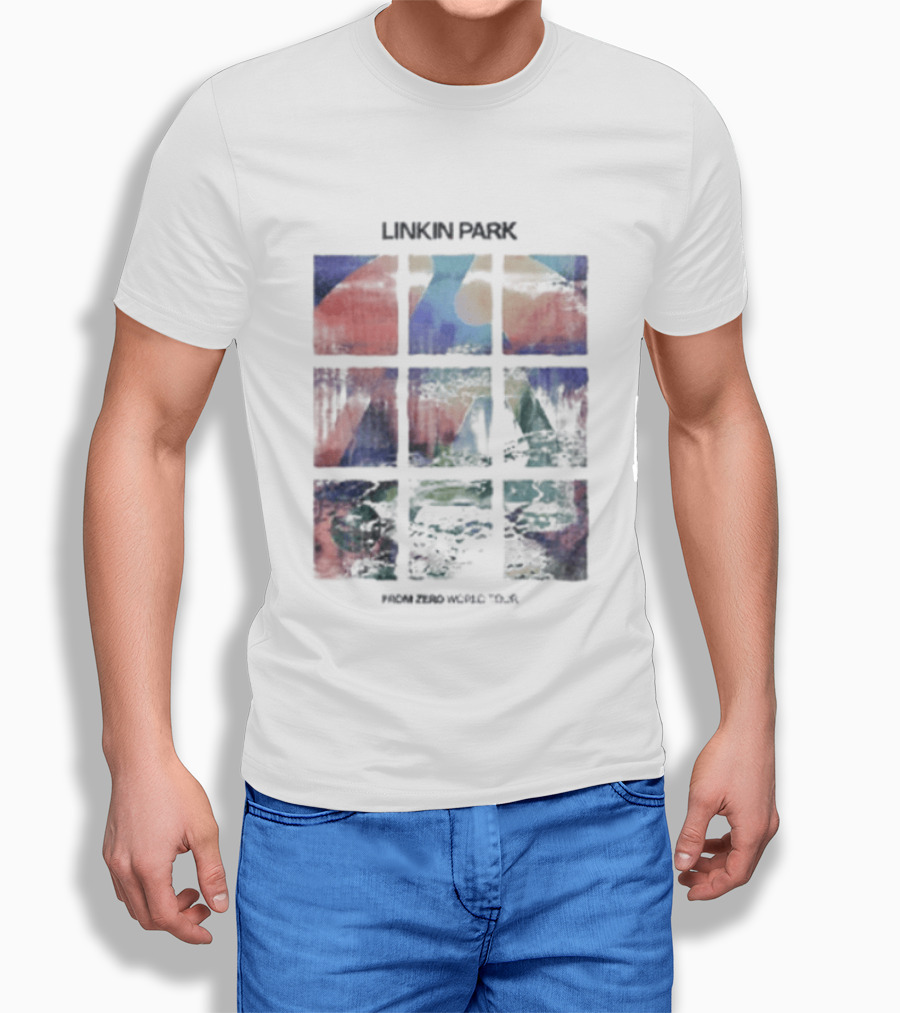 Linkin Park Fz World Tour Australia 2026 Colorful Abstract Squares T-Shirt