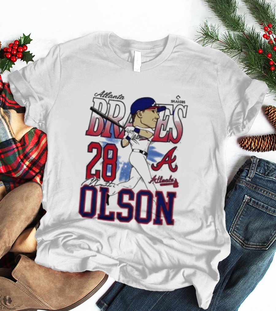 Atlanta Braves 28 Olson Caricature T-Shirt