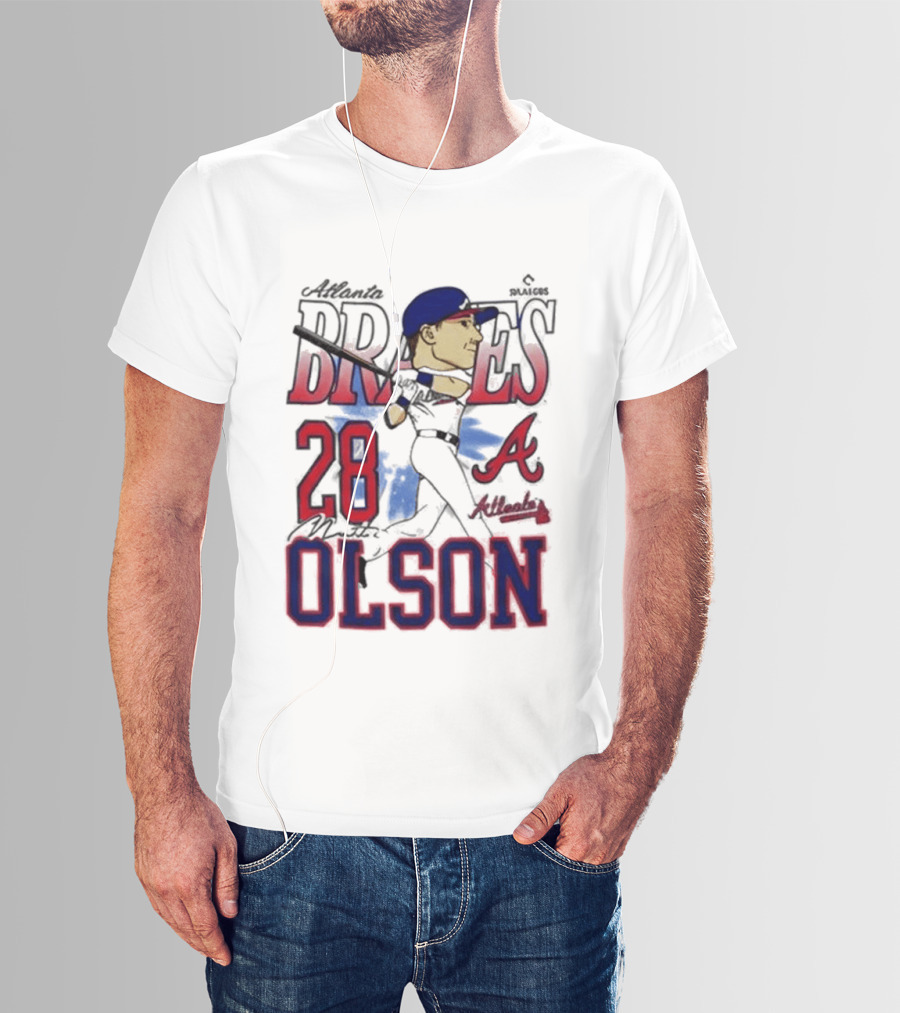 Atlanta Braves 28 Olson Caricature T-Shirt
