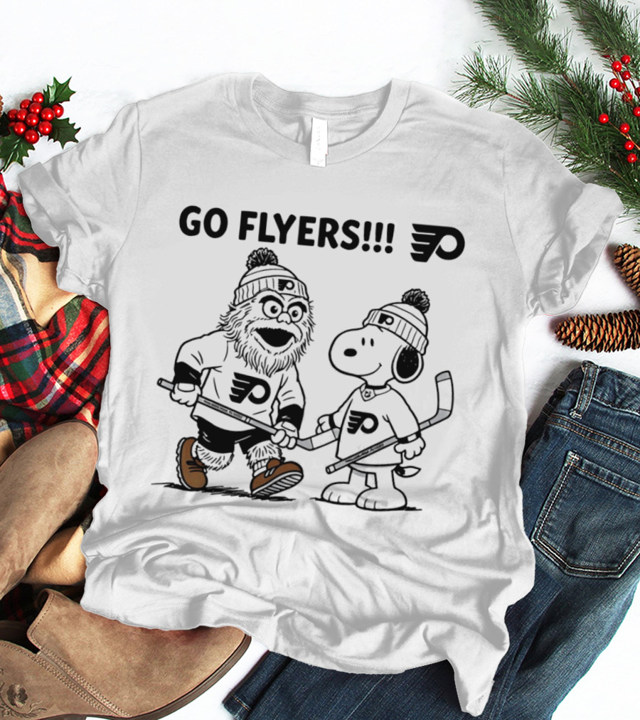 Go Flyers Snoopy And Gritty Philadelphia Flyers NHL Hockey Fans T-Shirt