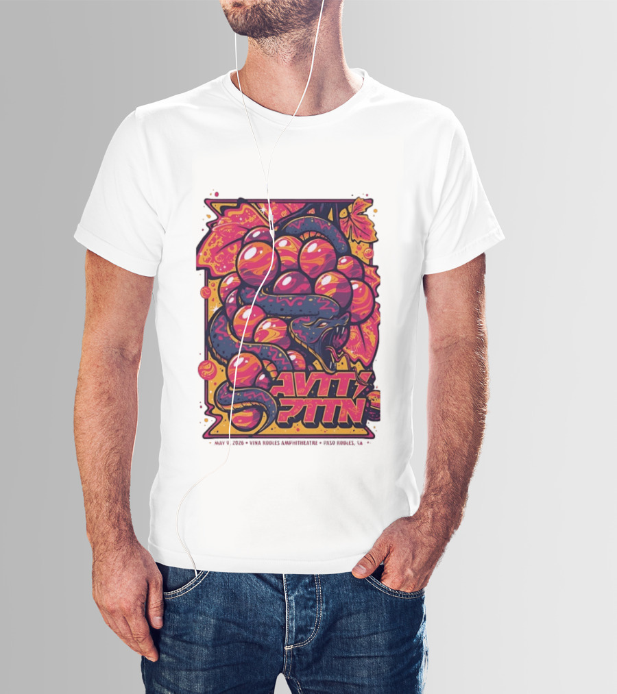 Avett Brothers Paso Robles CA 2026 May 9 Tour Snake Grapes T-Shirt