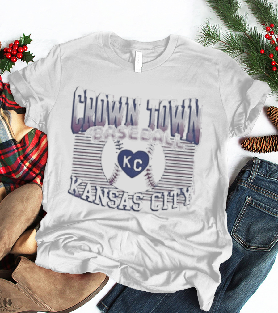 Crown Town Baseball Kansas City Gradient KC Heart And Bats T-Shirt