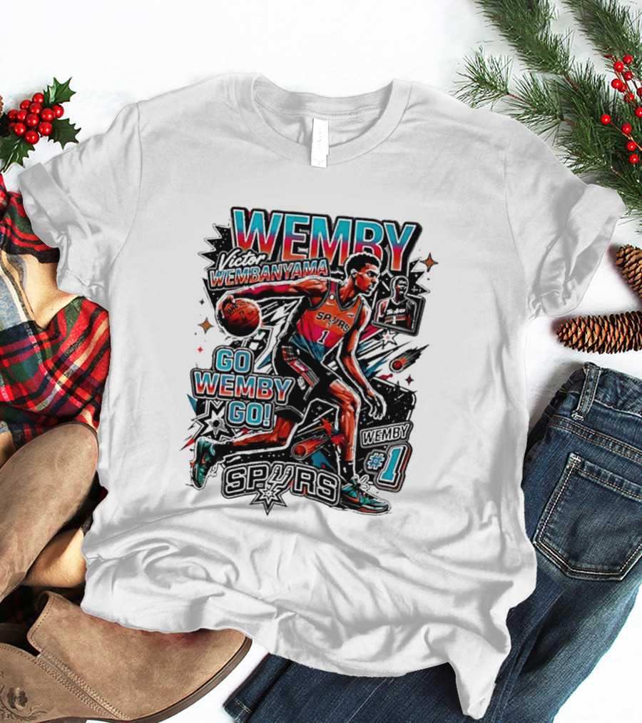 Victor Wembanyama Spurs Go Wemby Go Basketball Number 1 T-Shirt