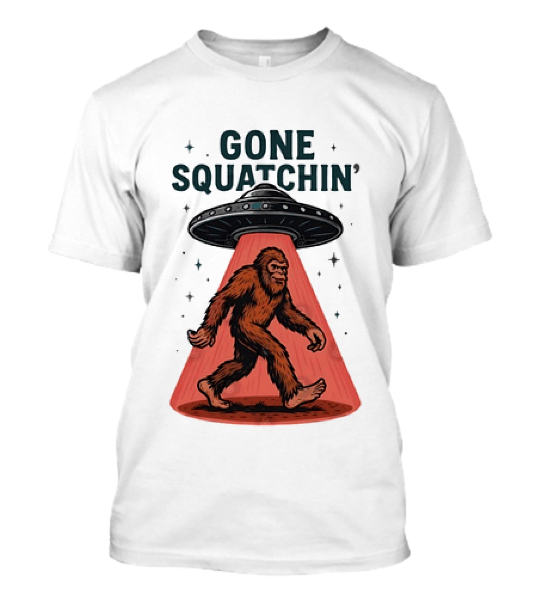 Gone Squatchin' Bigfoot Sasquatch UFO Abduction Beam T-Shirt