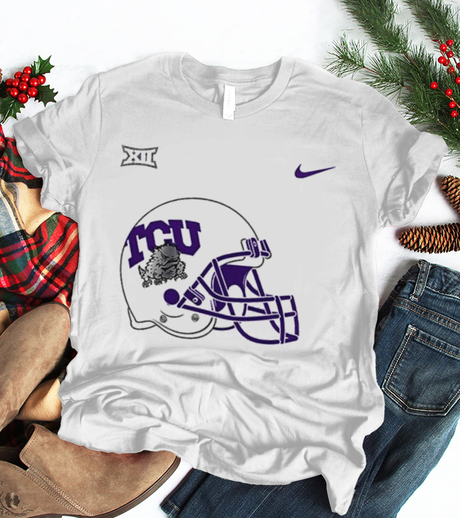 TCU Horned Frogs Football Helmet Nike Big 12 Conference T-Shirt